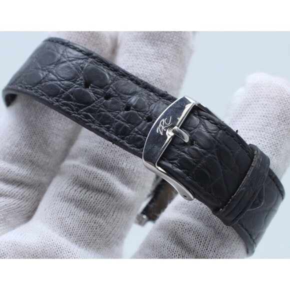 Millage Tourbillion Collection with Black on Silver Genuine Coroco Calf Leather - Picture 4 of 11